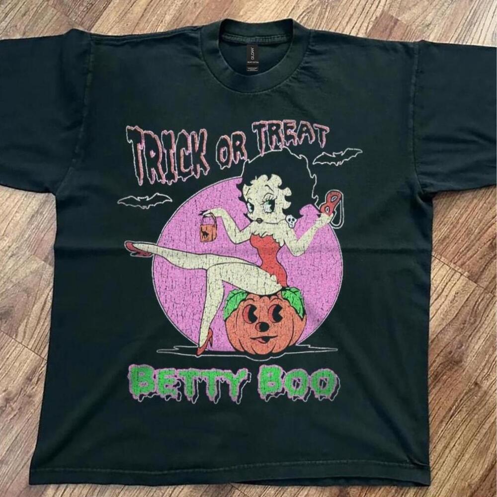 Betty Boop Halloween Black Spooky Cartoon Graphic Unisex Fall Fan Gift T-Shirt